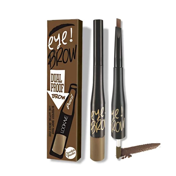 Double-ended automatic rotating eyebrow pencil long-lasting waterproof non-fading eyebrow powder eyebrow pencil two in one (01#Dark brown)