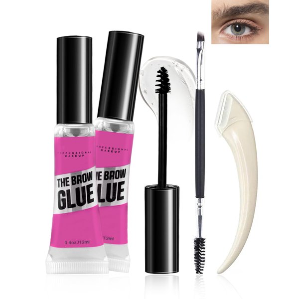 Waterproof Brow Gel Clear-2PCS Strong Hold Eyebrow Gel,Eyebrow Mascara Long-Lasting Quick-Drying Transfer-Proof Brow Setting Gel, Brow Shaping Gel for Natural-Looking Brows, Women Girl Eye Makeup-00#