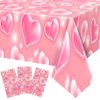 3 Pack 2000s Tablecloth Decoration Cholo Party Table Cover 90s Table Covers Heart Early Plastic Disposable Rectangle Table Decoration for Birthday Party Supplies, 54 x 108 Inches(Pink)