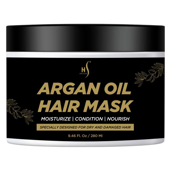 Herstyler Argan Oil Hair Mask - Hair Mask For Dry Damaged Hair and Growth - Deep Conditioning Argan Oil Har Mask - Curly Hair Mask for Limp Dull Hair - Anti-Frizz Hair Mask