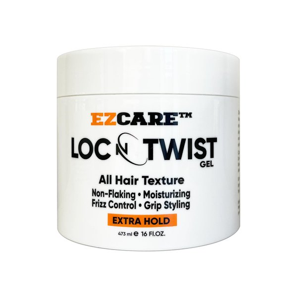 EZCARE LOC N TWIST Gel All Hair Texture (Extra Hold), Non-flaking/Moisturizing/Frizz Control/Grip Styling, (16 oz.)