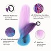Blue Pink Braided Hair Ponytail Extensions Festival Rave Colorful Hair Extensions for Braids Top Elastic Wrap and Natural Soft Braiding Hair Extension Ombre Synthetic Braid Hair Extensions for Women