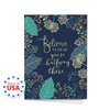 Believe You Can Note Cards / 24 Inspirational Floral Notes With White Envelopes / 3 1/2" x 4 7/8" Motivational Greeting Card Pack/Made In The USA