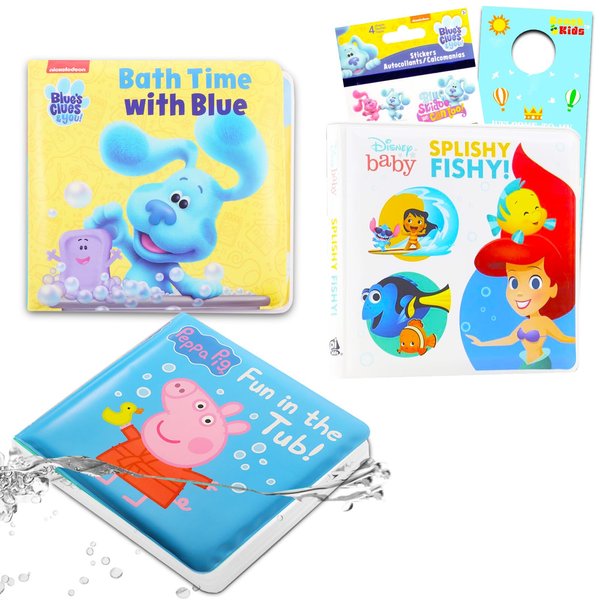 Bubble Guppies Waterproof Bath Books Set ~ 3 Pack Bathtub Books for Toddlers Babies Featuring Blue's Clues, Disney, Peppa Pig and More (Bath Toy Books for Babies)