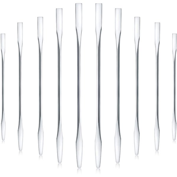 10 Pieces Makeup Spatula Scoop Stainless Steel Depotting Spatula Double-Headed Makeup Spatula Tool for Mixing Cosmetics