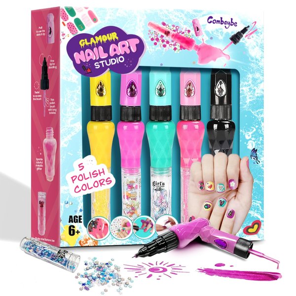 Combaybe Kids Nail Polish Set for Girls - Nail Kit for Girls Ages 7-12 - Girls Toys 8-10 - Nail Art Studio Girl stuff for Spa, Makeup Manicures, Ideas Birthday Gift for Girls 8 9 10 11 12 Years Old
