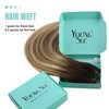 YoungSee Weft Hair Extensions Human Hair Balayage Human Hair Sew in Extensions Dark Brown Roots Blending into Medium Brown with Warm Blonde Highlights Sew in Hair Extensions Real Human Hair 100G 20In