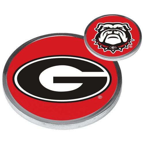 LinksWalker Georgia Bulldogs - Flip Decision Challenge Coin and 2 Golf Ball Marker Pack