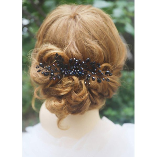 Missgrace Women Black Crystal Hair Comb Special Occasion Headpiece Black Women Hair Accessories