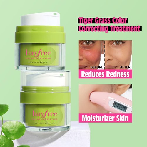 bayfree Cica Tiger Grass Color Correcting Treatment, Tinted Moisturizer for Face, Reduces Redness, Long-Wearing Coverage, With Centella Asiatica, SPF 22, 0.5oz/15ml