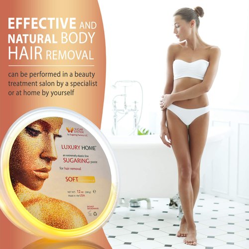 Sugaring Paste Hair Removal – Soft Sugar Wax Luxury Home for Waxing Strips Sugaring – Sugar Paste Made in USA, Organic Sugar Depilation, 12 oz – Sugar Waxing Kit for Women and Men