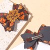Hair Bow Clips Fall Thanksgiving Maple Leaf Ribbon Hair Bow Barrettes Bow Hair Brown Grosgrain Hairpins Glitter Handmade Sparkle Sequins for Thin Thick Thanksgiving Hair Decor 2PCS