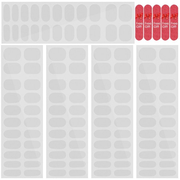 Gel Nail Wraps 5 Sheets Nail Strip Clear Gel Nail Stickers Transparent Sheer Gel Polish Strip with Nail File Gel Wraps Manicure Kit for Nails Salon Gloss Nail Strips