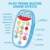 Baby Shark Cell Phone Toy Removable Teether Case, Light, Music & Adjustable Volume Kids Play & Learn Fake Phone Infant Toddler, Preschool Holiday Birthday Present for Girl Boy 0-6, 6-18 Months (Blue)