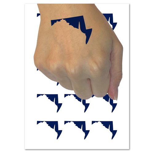 Maryland State Silhouette Temporary Tattoo Water Resistant Fake Body Art Set Collection - 54 1" Tattoos (1 Sheet)