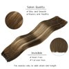 VINBAO Human Hair Extensions Wire Hair Ombre Chocolate Brown to Blonde 70g 16 Inch Hairpiece Straight Human Hair Extensions Invisible Fish Line Hair Extensions for Women (#4274 16in)