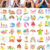 Glitter Summer Tattoos Temporary For Kids Hawaiian Luau Themed Tattoos Tropical Beach Waterproof Tattoos Stickers Pool Party Favors Decoration Supplies For Adults