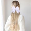 WRBAJIS Big Hair Bows Ties Ponytail Holder Bow Hair Bands Glitter Rhinestones Hair Accessories for Women Cheerleading Birthday Wedding Party Supplies 2Pcs White