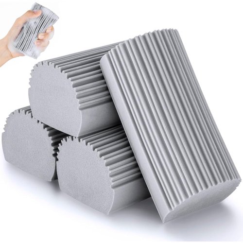 YFUIF Damp Clean Duster Sponge, 4 Pack Magic Sponge Eraser for Household Cleaning, Reusable Dusters Cleaning Supplies for Housekeeping, Dish, Blinds, Glass, Baseboards,Window Track Grooves and Faucets