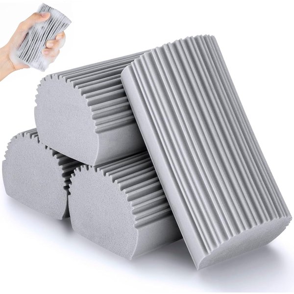 YFUIF Damp Clean Duster Sponge, 4 Pack Magic Sponge Eraser for Household Cleaning, Reusable Dusters Cleaning Supplies for Housekeeping, Dish, Blinds, Glass, Baseboards,Window Track Grooves and Faucets