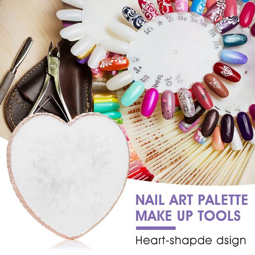 WLLHYF Resin Nail Art Palette Gold Edge Nail Holder Heart Shaped Color Makeup Foundation Mixing Tools Display Board Gel Nail Art Color Mixing Palette Painting Tray Manicure Tool