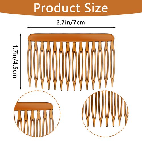6 Pcs 14 Teeth Hair Side Comb Plastic Hair Side Combs French Hair Comb French Vintage Style Hair Clips Pins Accessories Decorative Hair Styling Comb For Women Girls Bridal Wedding Veil