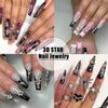 RODAKY 30PCS Silver Star Nail Charms Shiny 3D Stars Nail Gems Starlight Nail Jewelry Y2K Charms for Acrylic Nails Decoration Metal Nail Supplies for Women and Girls