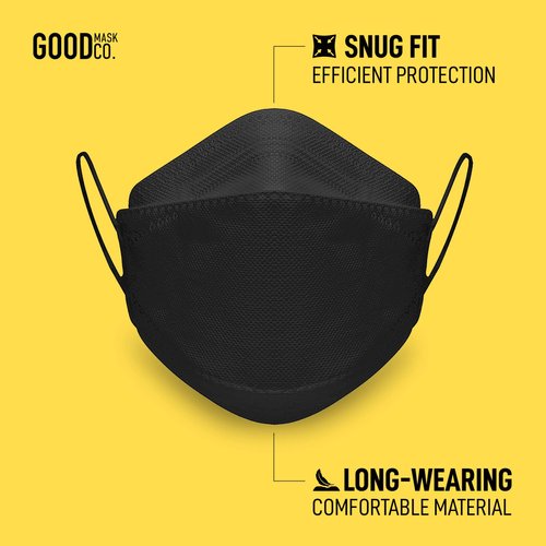 Good Mask Co. Good Comfort KN95 Face Mask, Disposable KN95 Face Mask, Folding, Filter Efficiency 95%, Comfortable Face Masks, Bulk Face Masks (10 Pack of Masks, Black)