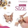 JASVERLIN Mini Butterfly Hair Clips for Girls Kids Women - Y2K Small Tiny Cute Hair Accessories Non-slip Metallic Claws Clip - 90S Hair Clips Silver Gold Brown Color 50 pcs (Metallic Harmony)