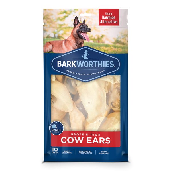 Barkworthies Protein-Rich Cow Ears (10 Chews) - All-Natural Rawhide Alternative - Highly Digestible Dog Chew - Gourmet, Healthy Dog Treats