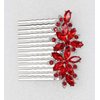 Faship Gorgeous Red Rhinestone Crystal Floral Hair Comb