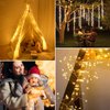 Minetom Fairy Lights Plug in, 10Feet 200 Led Cluster Lights Waterproof Firecracker Starry String Lights for Ceiling Bedroom Wreath Window Wedding Christmas Tree Decoration, Warm White (No Remote)