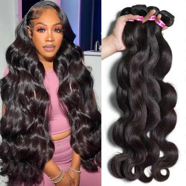 Body Wave Bundles Human Hair 18 20 22 24 Inch Brazilian Virgin Human Hair Bundles Natural Black Color 4 Bundles Human Hair