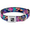 Buckle-Down 11-17" Cats In Space Pinks/Blues Dog Collar Bone, Medium