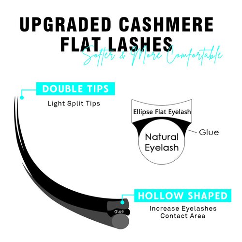 VAVALASH Cashmere Faux Mink Ellipse Flat Lashes 0.15 0.2mm C D Curl 6-17mm Soft Lightweight Classic Lash Extensions Matte Split Tip Natural Eyelash Extensions Professional Salon Use(0.2-D-13mm)
