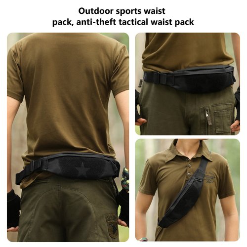 ArcEnCiel X-Small Tactical Waist Pack For Men Fanny Pack Fishing Bags Army Money Belt Sport Travel Cycling Mobile Phone Pouch (Black)