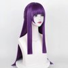 Aicos Long Straight Purple Cosplay Wig with Bangs for Women Cosplay Fern+ Wig Cap