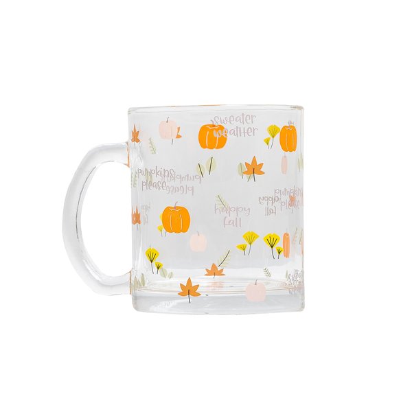 Pearhead Glass Harvest Mug, Halloween Home Décor, Coffee And Tea Glass Mug, Fall Drinkware Accessories, Seasonal Mug, 12 oz.