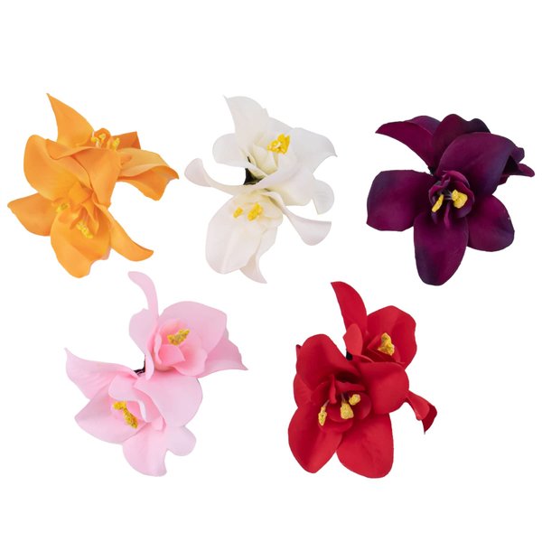 Framendino, 5 Pack Artificial Flower Hair Clips Hawaiian Amapola Flower Orchid Hair Barrettes Clips