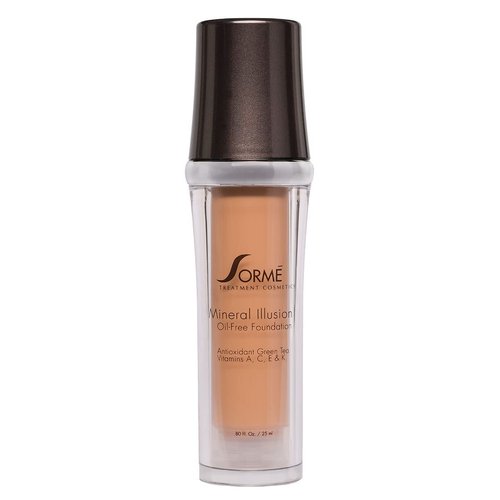 Sorme Mineral Illusion Foundation in Honey (25ml) | Oil-Free Liquid Foundation | With Shea Butter, Green Tea, and Vitamins A, C, and E | Hydrating Mineral Makeup Foundation for Face and Body