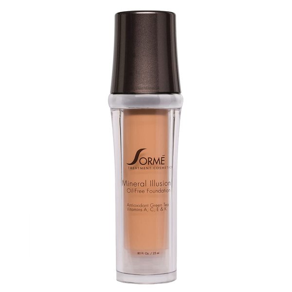 Sorme Mineral Illusion Foundation in Honey (25ml) | Oil-Free Liquid Foundation | With Shea Butter, Green Tea, and Vitamins A, C, and E | Hydrating Mineral Makeup Foundation for Face and Body