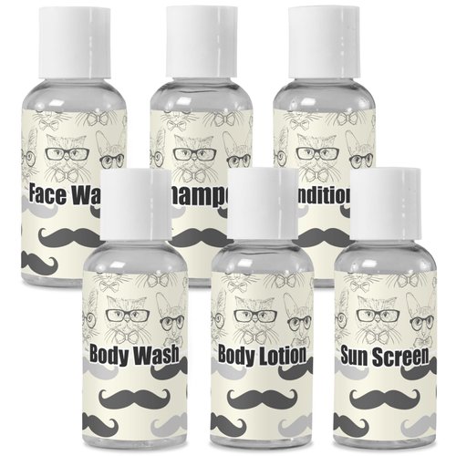 YouCustomizeIt Personalized Hipster Cats & Mustache Travel Bottles