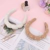Wecoe 2pcs Pearl Skincare Headbands For Washing Face White Khaki Fluffy Spa Headbands Makeup Headband Face Wash Puffy Sponge Bubble Headband Hair Accessories For Women Girls Kids Teens Gifts