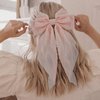 Ambesi Big Bow Hair Clips 2pcs, Long Tail French hair Bows for Women Girl, Pink Beige Bow Hair Barrette, Soft Bow Hair Dress Up Accessories Decor for Birthday/Bachelorette Party/Wedding