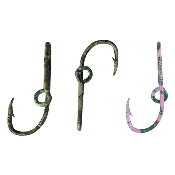 BT Outdoors Three Eagle Claw Camo Hat Hook Fish hook for Hat Camo Fish Hook Money/Tie Clasp - Set of Three Camo Hooks Two Camo & one Pink & Camo