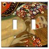 Art Plates - Double Gang Toggle OVERSIZE Switch Plate - OVER SIZE Decorative Metal Wall Plate - Klimt: Sea Serpents III - (Made in USA)