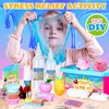 Slime Making Kit for Girls, Glimmer Crunchy Slime, Foam Slime, Jelly Cubes Slime, Glowing Slime, Stress Relief Toys for Kids 6-12, Classroom Rewards and Christmas Party Supplies