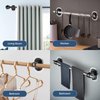 2 Pack No Drill Curtain Rod Brackets Self Adhesive Curtain Rod Holder No Drilling Curtain Rod Hooks Nail Free Adjustable Curtain Rod Holders Curtain Hangers for Bathroom Kitchen Renter Black