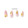 GoldFinger Trendy False Nails Kit, Long Almond Shape Design Nail, Pink & Flower Print, Ready to Wear Gel & Manicure Stick included, Long-Lasting Convenient & Easy to Apply