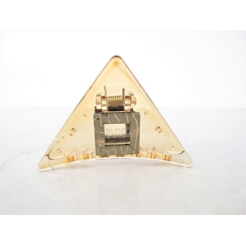 Clear transparent triangle bronze design hair claw clip for medium fine hair (Color: Gold design)